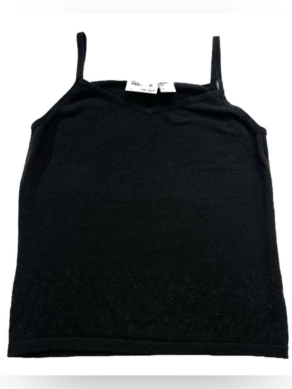 Black Embroidered Floral Tank Top Fitted Vintage Soft Grunge Preview Collection
